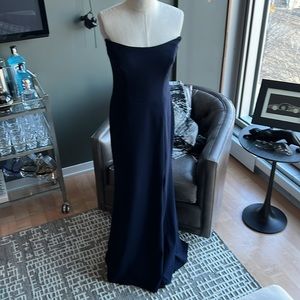 New AQUA Strapless Gown in Navy Blue Size 10